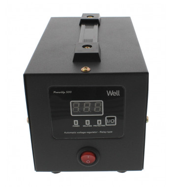 STABILIZATOR AUTOMAT DE TENSIUNE CU RELEU 500VA, NEGRU WELL