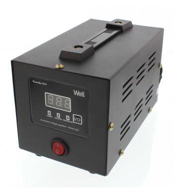 STABILIZATOR AUTOMAT DE TENSIUNE CU RELEU 500VA, NEGRU WELL