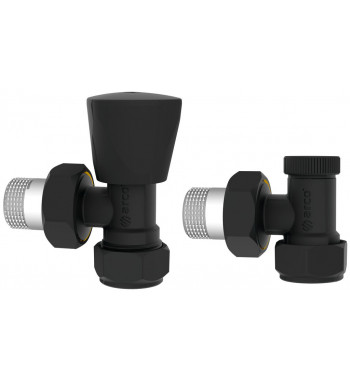 KIT ROBINETI RADIATOR TUR RETUR TEIDE NEGRU CUPRU 15 COMPRESIE M/14 KCM20N