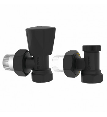 KIT ROBINETI RADIATOR TUR RETUR TEIDE NEGRU 1/2H  KCM22N