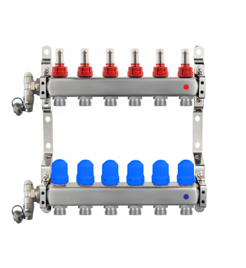 DISTRIBUITOR/COLECTOR WOODY 1'' INOX 3 CIRC. 3/4'' CU DEBITMETRU WYID003