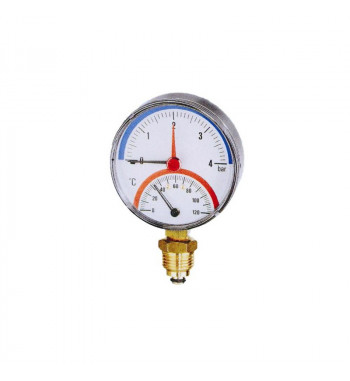 Termomanometru TIRM-ABS Watts, cadran Ø80, domeniu masura 0-4 bari, 0 - 120ºC, racord radial 1/2"
